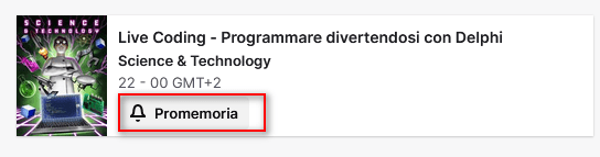 Programmazione e tasto Promemoria
